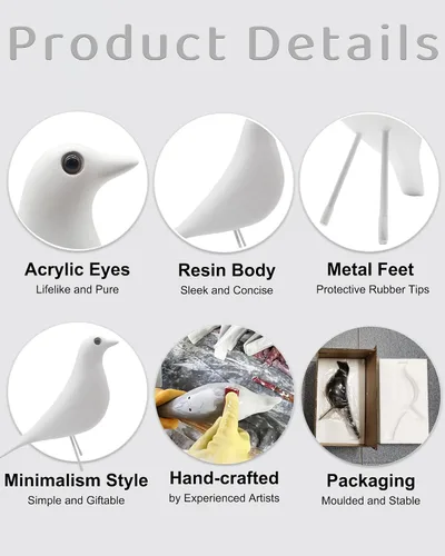 Vista 4 de Figuras modernas de pájaros de mediados de siglo, esculturas decorativas para sala de estar, estante, manto, soporte de TV, mesa, mesita de noche