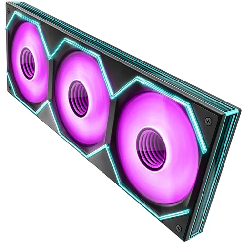 Vista 16 de Asiahorse Matrix Pro - Ventilador de carcasa ARGB integrado de 14.173 in, luz de espejo infinito curvada 3D controlada de 3 zonas, baja resistencia