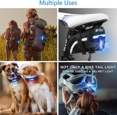 Vista 7 de Paquete de 2 luces traseras azules para bicicleta, luces traseras de bicicleta recargables por USB, ultra brillantes, luz trasera LED de alta