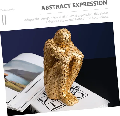 Vista 7 de ARTIBETTER Figura escultura decoración de mesa dorada Decoración de oficina Estante dorado Escultura abstracta Estatuilla de arte abstracto