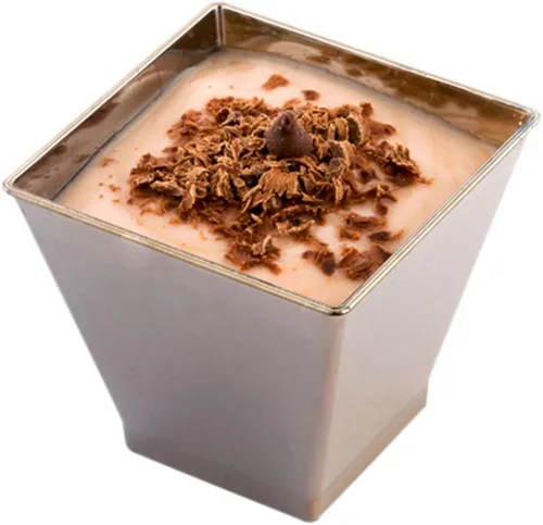 Vista 8 de Restaurantware Mini vaso de postre Kova de 2 onzas, elegantes vasos cuadrados de plástico rosa en polvo: perfecto para servir postres y muestras
