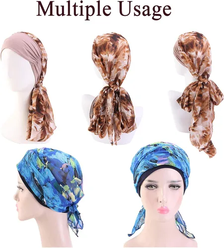 Vista 4 de Gorros para la cabeza para mujer, gorro para dormir, bufanda para calvos, sombreros de cáncer, turbantes