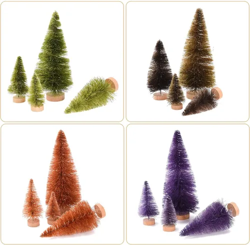 Vista 7 de 16 árboles de sisal artificiales para árbol de Navidad con base de madera, cepillo para botellas de Navidad, árboles de mesa de Navidad