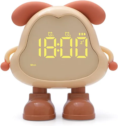 Vista 10 de DORA - Reloj despertador para perros para dormitorios de niños y niñas, bonito reloj despertador LED con pantalla digital, entrenador de sueño