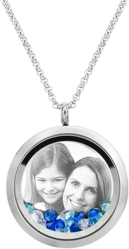Vista 2 de Dreambell - Collar de acero inoxidable personalizado, con colgante redondo de 1.181 in