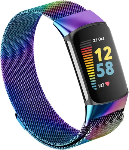 Vista 9 de Bandas de malla compatibles con Fitbit Charge 5/Charge 6, correas de metal ajustables de acero inoxidable correas de repuesto para Charge 6/Charge 5