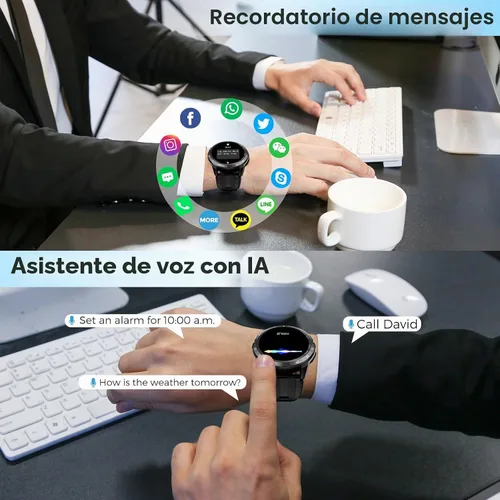 Vista 6 de VIRAN Relojes inteligentes militares para hombres, reloj inteligente resistente al agua 5ATM con llamada Bluetooth (respuesta/llamada de marcación)
