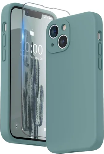 Vista 26 de SURPHY Funda compatible con iPhone 13 Mini con protector de pantalla, (protección de cámara y forro de microfibra suave), funda de silicona líquida