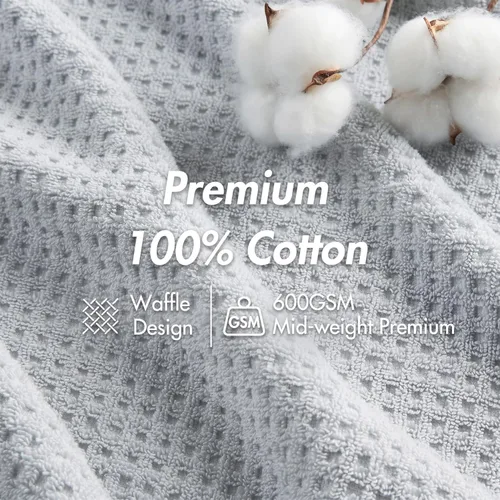 Vista 2 de Madison Park Spa Waffle - Juego de toallas de lujo 100 % algodón, tejido de gofre de textura premium, altamente absorbente, secado rápido, ropa