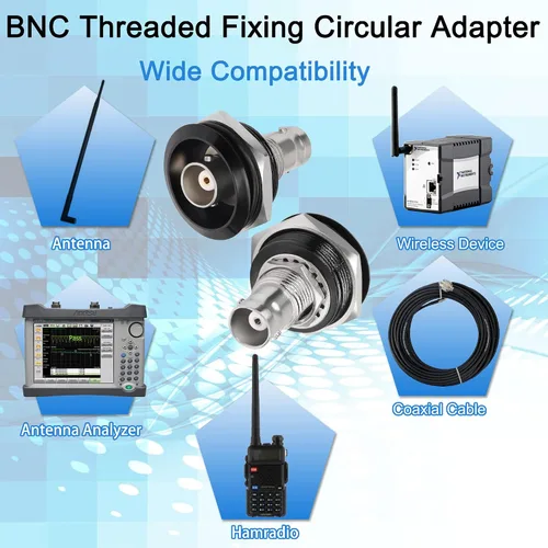 Vista 7 de QIANRENON Adaptador circular de fijación roscada BNC hembra a hembra Conector de montaje en panel BNC Toma de módulo de vigilancia BNC, 75 ohmios