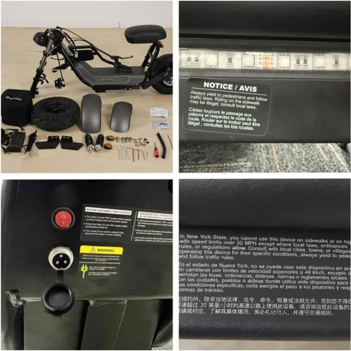 Vista 10 de ECOROAD CT1 Peak 1500W Scooter eléctrico con asiento, batería LFP 720Wh Verde