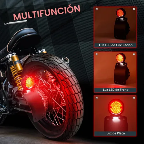 Vista 4 de Amazicha Luz de freno trasera LED para motocicleta de 3/4 pulgadas con soporte, IP67 impermeable para placa de matrícula de montaje lateral