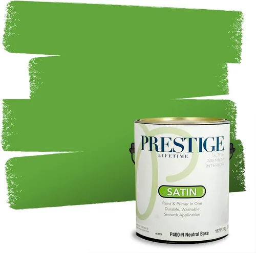 Vista 214 de PRESTIGE Pintura exterior e imprimación en uno, aloe, plano, 1 galón