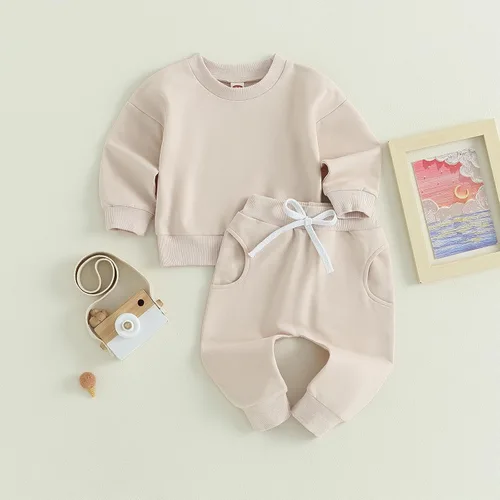Vista 8 de Mubineo Conjunto de sudadera de manga larga para bebé niño y niña, para otoño e invierno