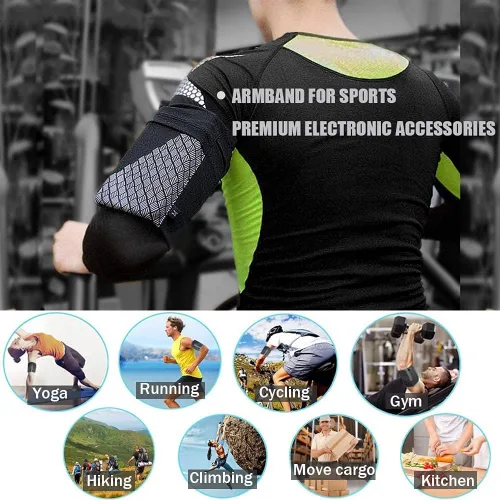 Vista 6 de Brazalete deportivo universal para todos los teléfonos. Brazalete para teléfono celular para correr, fitness y entrenamientos de gimnasio