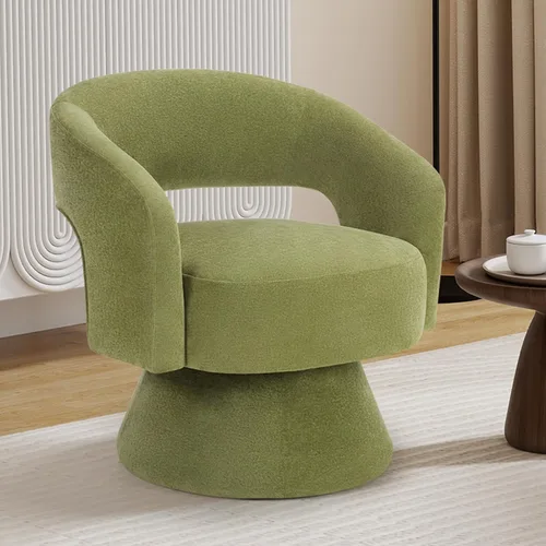 Vista 9 de Bonzy Home Silla Giratoria de Barril, Sillón de Acento de Terciopelo Silla Club Giratoria de 360 Grados para Sala de Estar Dormitorio Sala de Beige