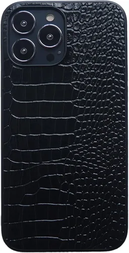 Vista 3 de Funda para iPhone 11 para mujer, funda de piel sintética de cocodrilo de piel de charol, moda clásica para iPhone11 de 6.1 pulgadas, color negro