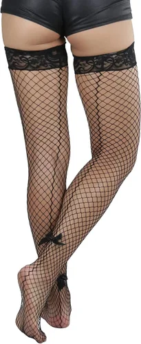 Vista 9 de ToBeInStyle Medias de red atemporales con costura trasera para mujer
