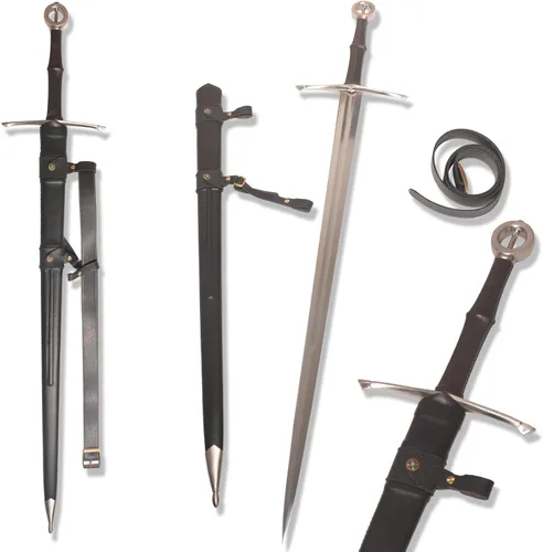 Vista 13 de Handmade Cast Sharp Blade Medieval Sword, Full Tang, with Leather Protective Cover,Real Metal Sword for Collection Gift