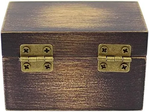 Vista 6 de DSHOM Caja de madera rústica del anillo de compromiso, caja del anillo de madera sólida para el almacenamiento del anillo de boda de la propuesta