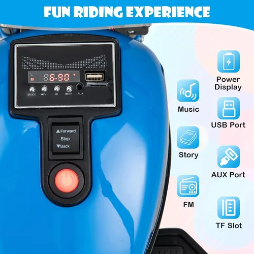 Vista 4 de Costzon Motocicleta para niños pequeños, motocicleta eléctrica alimentada por batería de 6 V con ruedas de entrenamiento desmontables, arranque