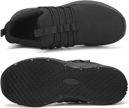 Vista 6 de VikoViren Zapatos de trabajo antideslizantes para hombre, para restaurante o servicio de alimentos, transpirables, ligeros, resistentes al agua