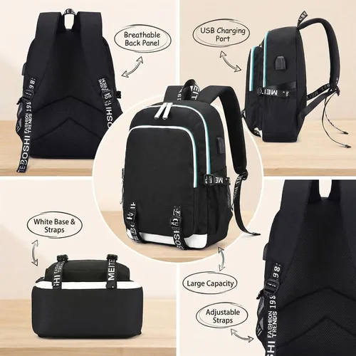 Vista 3 de Soccer Player 7 Mochila deportiva multifunción para viajes, portátil, para fanáticos del fútbol, para hombres y mujeres, negro - 2, Tamaño único