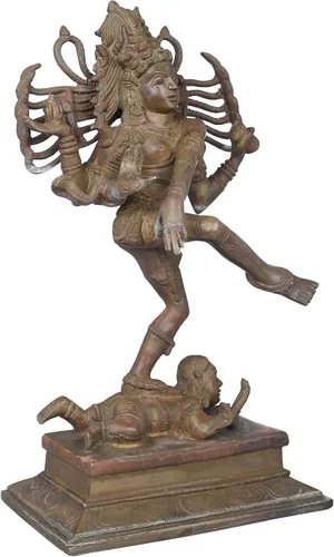 Vista 2 de Exotic India Dancing Shiva - Estatua de latón - Color increíble color antiguo Chola