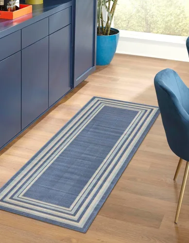 Vista 7 de Unique Loom Lotus Collection - Alfombra de área - Guyana (2' x 3' 1" Rectángulo, Azul/Azul Claro)