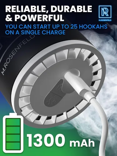 Vista 7 de Bomba de arranque de cachimba - Bomba de cachimba con batería recargable de 1300 mAh - Ventilador eléctrico portátil de cachimba y arrancador