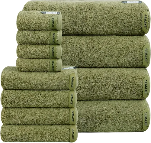 Vista 10 de SEMAXE Juego de toallas de baño familiar de 12 piezas - 100% algodón, 4 toallas de baño, 4 toallas de mano, 4 paños, ultrasuave y súper absorbente