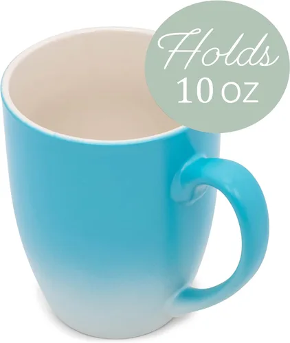 Vista 3 de Elanze Designs Juego de 4 tazas de café de cerámica de 12 onzas, color azul y blanco de dos tonos