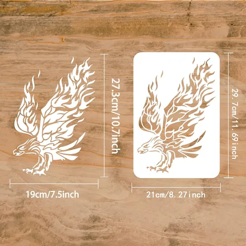 Vista 2 de FINGERINSPIRE Plantilla de águila de 11.7 x 8.3 pulgadas, plantilla de plástico con patrón de águila de fuego, plantillas de pared de animales