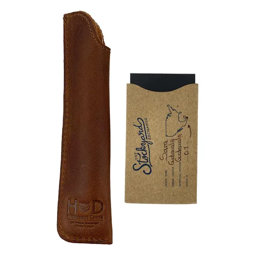 Vista 5 de Hide & Drink, Estuche para bolígrafos hecho a mano de cuero de grano completo (marrón bourbon)