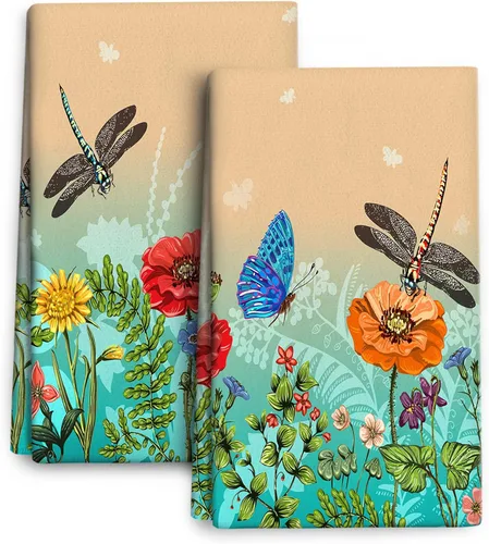 Vista 8 de Juego de 2 toallas de cocina modernas de mediados de siglo, toallas de mano absorbentes, paños de cocina retro para cocinar, hornear, baño, granja