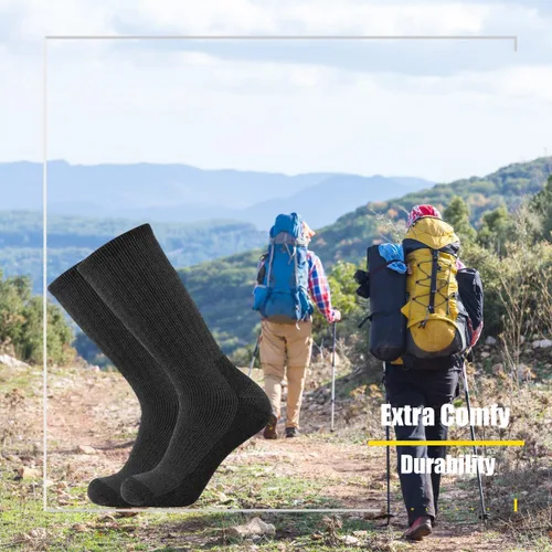 Vista 4 de SOX TOWN Men's Merino Wool Cushion Crew Socks Moisture Wicking Control for Outdoor Hiking Work Boot Thermal Warm All Seasons
