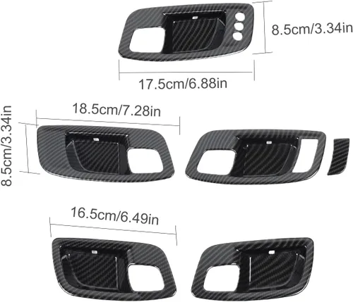 Vista 6 de CheroCar Funda para manija interior de la puerta del cargador para Dodge Charger 2011-2026, para Chrysler 300 300C 2015-2026, 6 piezas ABS negro