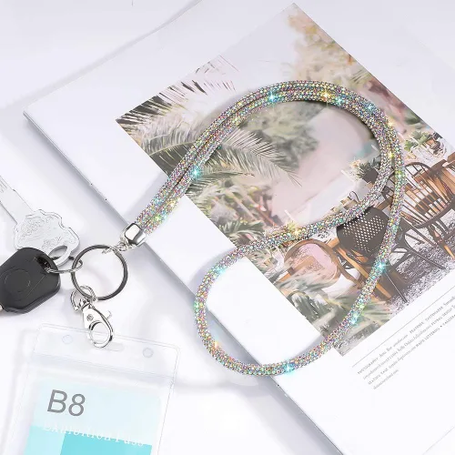 Vista 8 de Artscope Cordón para tarjetas de identificación, 34.8 pulgadas, correa de cuello de cristal brillante, cadena para mujer, collar (5 unidades)