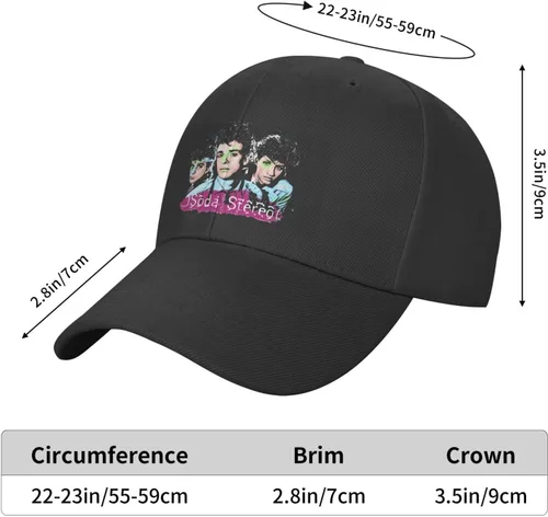 Vista 6 de Soda Rock Band Stereo Baseball Hat Unisex Adjustable Size Casual for Travel Daily Commute Decorations Ideas Gifts Black