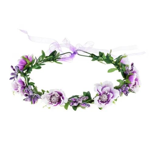 Vista 6 de Vividsun Corona de pelo de boda guirnalda floral corona ajustable rosa flor corona (3 piezas)