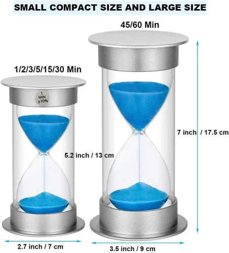 Vista 5 de Temporizador de arena de 1 minuto, reloj de arena de plástico de 1 minuto, reloj de arena pequeño de un minuto, temporizador de cristal de arena Azul