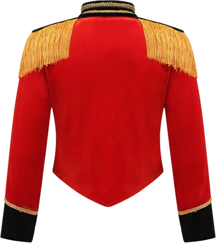 Vista 6 de ACSUSS Disfraz de maestra de ceremonias de circo para niñas y niñas, disfraz de banda de marcha, uniforme, borlas, chaqueta