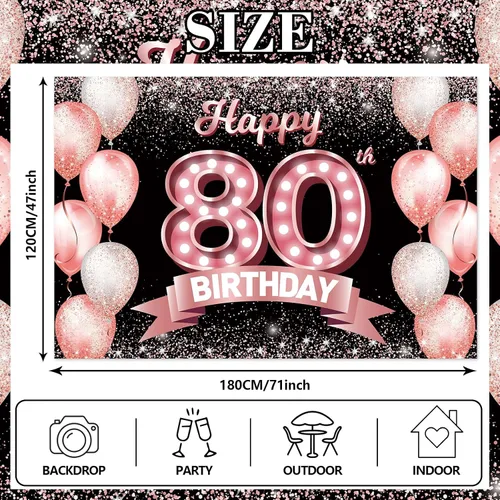 Vista 336 de Cartel de feliz cumpleaños décimo oro rosa, telón de fondo, saludos a 10 años, globos de confeti, decoración temática para niñas de 10 años