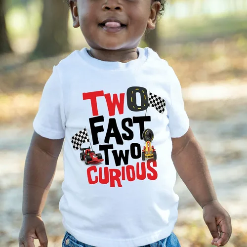 Vista 3 de Lil' Daisy store Two Fast Two Curious T-Shirt Second Birthday 2nd Bday Race Car Party Gift