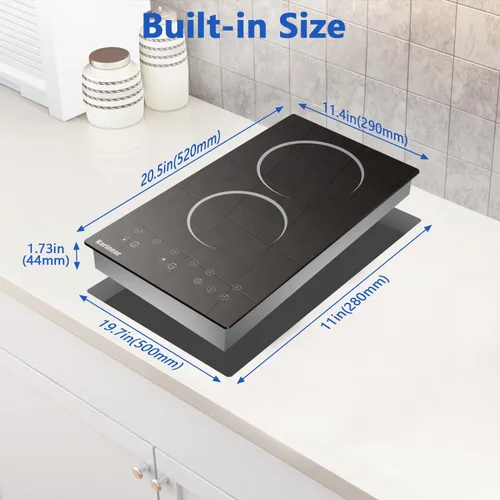 Vista 3 de Karinear 110V Electric Cooktop 2 Burner - 12 Inch Plug in Electric Stove