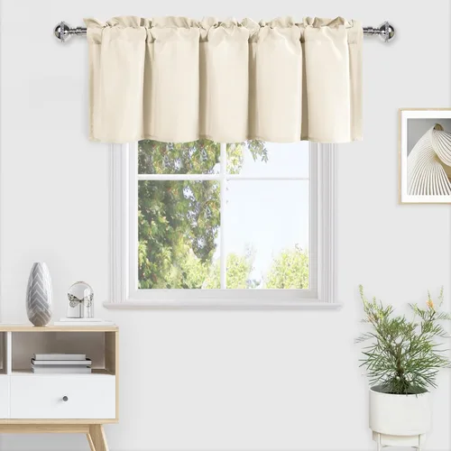 Vista 11 de DWCN Cortinas de Cenefa para Sala de Estar, Cocina, Baño/Sótano - Aqua Sólido, 1 Panel, 42 x 12 Pulgadas, Oscurecimiento de Habitación Solid Short