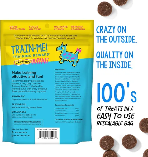 Vista 2 de Crazy Dog - Premios Train-Me! para perro Dulces de recompensa por entrenamiento para perros., Mini, 4 onza.