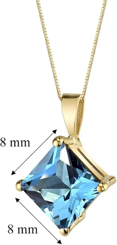 Vista 3 de Peora Colgante de topacio azul suizo para mujer, oro amarillo sólido de 14 quilates, piedra natal de piedras preciosas naturales, solitario clásico