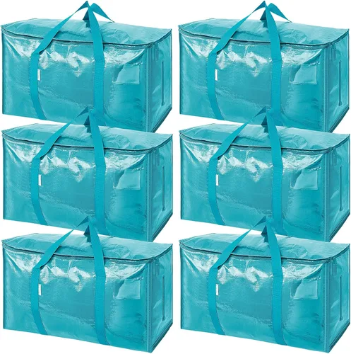 Vista 41 de TICONN Paquete de 2 bolsas de mudanza extra grandes resistentes con cremalleras y asas de transporte, bolsas de almacenamiento duraderas