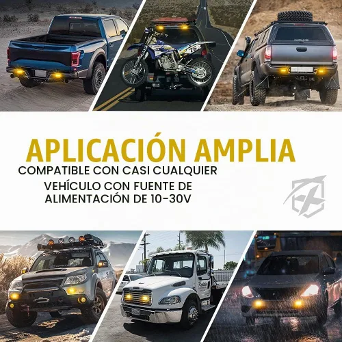 Vista 6 de Xprite 10 luces estroboscópicas de emergencia, ámbar de 6 LED de montaje en superficie, luces estroboscópicas intermitentes, función de Ámbar-10
